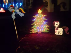 Size: 960x720 | Tagged: artist:cardcaptorkatara, christmas, christmas tree, derpibooru import, papercraft, photo, rainbow dash, rarity, safe, tree