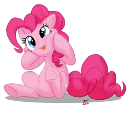 Size: 899x795 | Tagged: safe, artist:glamourkat, derpibooru import, pinkie pie, earth pony, pony, cheek squish, cross-eyed, cute, diapinkes, female, floppy ears, mare, ponk, silly, silly pony, simple background, sitting, solo, squishy cheeks, tongue out, transparent background, underhoof