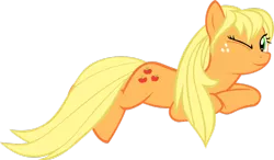Size: 900x527 | Tagged: source needed, safe, derpibooru import, applejack, looking at you, loose hair, prone, simple background, solo, transparent background, vector, wink