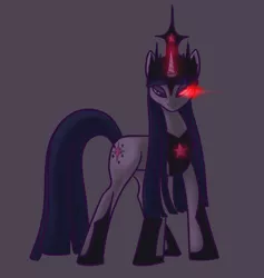 Size: 800x845 | Tagged: armor, artist:scherzo, corrupted, corrupted twilight sparkle, crown, dark magic, derpibooru import, glare, glowing eyes, glowing horn, looking at you, magic, semi-grimdark, sombra eyes, twilight sparkle, tyrant sparkle