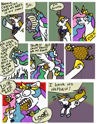 Size: 550x700 | Tagged: artist:sailorsun546, bee, blueabuse, comic, derpibooru import, prince blueblood, princess celestia, safe, staredad