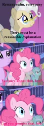 Size: 498x1401 | Tagged: comic, derpibooru import, font issues, glasses, lyra heartstrings, mayor mare, paranoid, pinkie pie, safe, twilight sparkle