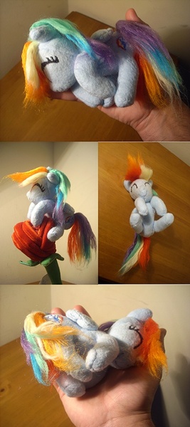 Size: 400x900 | Tagged: artist:tkc, dead source, derpibooru import, hand, irl, photo, plushie, rainbow dash, safe, sleeping