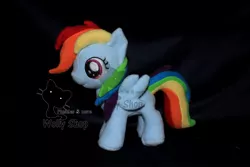 Size: 1200x800 | Tagged: safe, artist:vegeto-uchihaportgas, derpibooru import, rainbow dash, pegasus, pony, female, filly, irl, mare, photo, plushie, solo, watermark