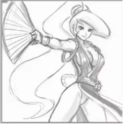 Size: 601x603 | Tagged: artist:johnjoseco, clothes, cosplay, costume, crossover, derpibooru import, fatal fury, grayscale, human, humanized, king of fighters, low quality, mai shiranui, monochrome, panties, princess celestia, safe, screencap, underwear