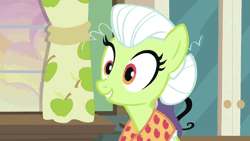 Size: 560x315 | Tagged: safe, derpibooru import, screencap, granny smith, apple family reunion, animated, facelift, solo, young granny smith