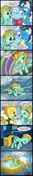 Size: 656x3500 | Tagged: safe, artist:madmax, derpibooru import, lightning dust, soarin', spitfire, pegasus, pony, bed, comic, dizzitron, feels, female, filly, harsher in hindsight, male, mare, origins, pillow, rain, sad, stallion, wonderbolt trainee uniform, younger