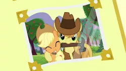 Size: 1280x720 | Tagged: apple family reunion, applejack, braebetes, braeburn, cousins, cute, derpibooru import, duo, hammer, jackabetes, looking at you, mouth hold, nails, photo, safe, screencap