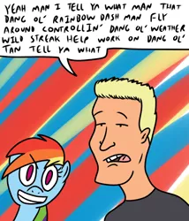 Size: 600x700 | Tagged: artist:corwin, boomhauer, crossover, derpibooru import, human, king of the hill, rainbow dash, safe