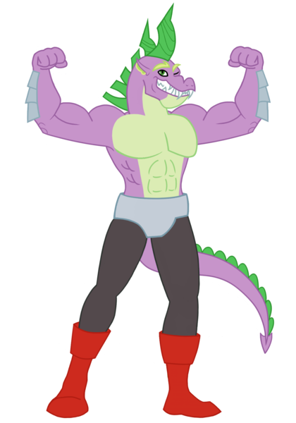 Size: 1400x2000 | Tagged: anthro, artist:animartdream, beefspike, derpibooru import, kinnikuman, male, older, older spike, parody, safe, simple background, solo, spike, transparent background