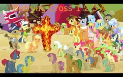 Size: 1280x800 | Tagged: apple crumble, apple family member, apple family reunion, apple mint, apple rose, apple split, auntie applesauce, background pony strikes again, blewgrass, bon bon, braeburn, bushel, carrot top, cherry berry, cloudchaser, dizzy twister, edit, edited screencap, emerald green, fiddlesticks, flounder (character), golden harvest, green gem, half baked apple, hayseed turnip truck, helia, hoss, liberty belle, linky, lucky clover, mr. greenhooves, obvious troll, orange swirl, pitch perfect, racism, racist barn, red delicious, red june, safe, screencap, shoeshine, sweetie drops, sweet tooth