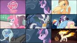 Size: 2000x1125 | Tagged: artist:jinzhan, derpibooru import, fake screencap, fluttershy, pinkie pie, rainbow dash, rapidash, rarity, safe, trixie, twilight sparkle, zebra, zecora