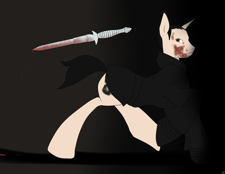 Size: 3300x2550 | Tagged: artist:quila111, blood, clothes, dagger, dark brotherhood, derpibooru import, grimdark, lucien lachance, oblivion, ponified, robe, the elder scrolls