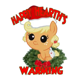 Size: 900x900 | Tagged: safe, derpibooru import, applejack, earth pony, pony, baby, baby pony, babyjack, christmas wreath, diaper, filly, foal, freckles, hat, holiday, simple background, transparent background, wreath