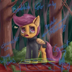 Size: 600x600 | Tagged: artist:aphexangel, derpibooru import, safe, scootaloo, solo, stalkerloo, wip