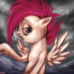 Size: 666x666 | Tagged: artist:klalaskaxd, creepy, safe, scootaloo, solo