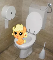 Size: 1338x1491 | Tagged: apple family reunion, applejack, baby, babyjack, but why, cute, derpibooru import, irl, photo, ponies in real life, potty, potty time, safe, toilet, vector