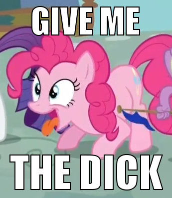 Size: 345x396 | Tagged: derpibooru import, give her the dick, nymphomaniac, pinkie pie, suggestive, vulgar