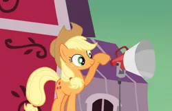 Size: 1089x707 | Tagged: apple family reunion, applejack, derpibooru import, flugelhorn, megaphone, safe, screencap