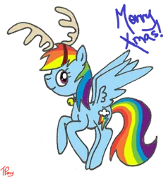 Size: 600x638 | Tagged: artist:twitterfulpony, derpibooru import, rainbow dash, reindeer, safe