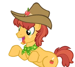 Size: 900x810 | Tagged: safe, artist:shinjitoo, derpibooru import, half baked apple, earth pony, pony, apple family reunion, apple family member, background pony, bucktooth, cowboy hat, hat, male, stallion, tongue out