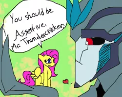 Size: 1000x800 | Tagged: crossover, fluttershy, safe, thundercracker, transformers