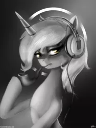 Size: 1728x2304 | Tagged: artist:tarantad0, derpibooru import, headphones, lyra heartstrings, monochrome, pipe, safe