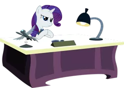 Size: 1061x752 | Tagged: artist:pinkiepizzles, clothes, derpibooru import, desk, rarity, safe, simple background, transparent background, uniform, vector