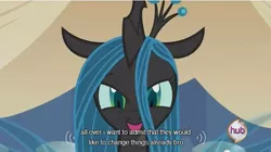 Size: 637x356 | Tagged: a canterlot wedding, changeling, changeling queen, derpibooru import, female, queen chrysalis, safe, screencap, youtube caption