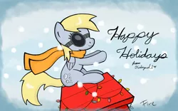 Size: 1440x900 | Tagged: safe, artist:firehazard14, derpibooru import, derpy hooves, pegasus, pony, clothes, female, goggles, mare, parody, peanuts, scarf, snoopy, sopwith camel