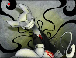 Size: 1160x890 | Tagged: safe, artist:the--cloudsmasher, derpibooru import, evil grin, pov, slenderman, slendermane, slenderpony, smiling