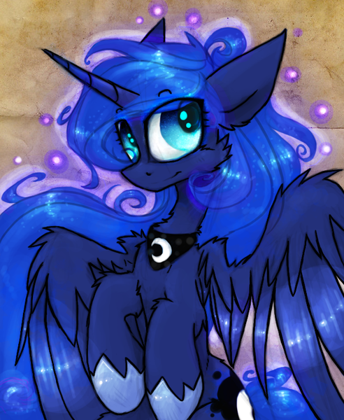 Size: 657x801 | Tagged: artist:the--cloudsmasher, chest fluff, princess luna, safe, solo