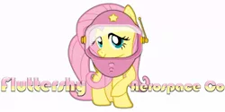 Size: 792x395 | Tagged: fluttershy, helmet, kerbal space program, looking at you, raised hoof, safe, smiling, solo