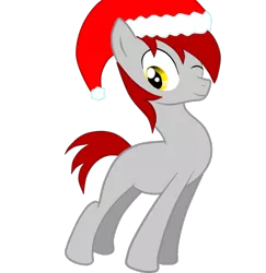 Size: 900x925 | Tagged: artist:krust78, christmas, derpibooru import, hat, oc, one eye closed, safe, santa hat, simple background, transparent background, unofficial characters only, wink
