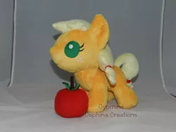 Size: 2400x1800 | Tagged: safe, artist:gypmina, derpibooru import, applejack, pony, apple, auction, baby, charity, cute, doll, foal, irl, obligatory apple, photo, plushie, toy