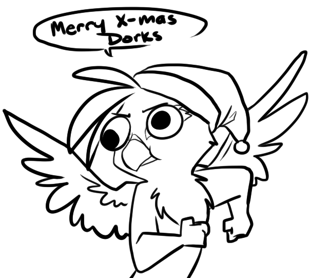 Size: 604x541 | Tagged: safe, artist:briskby, derpibooru import, gilda, gryphon, christmas, derp, dorks, gilderp, googly eyes