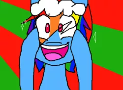 Size: 480x350 | Tagged: artist:bluethemoonwolf, christmas, derpibooru import, excited, happy, hat, rainbow dash, safe, santa hat