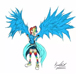 Size: 1600x1555 | Tagged: artist:kyonkunart, converse, derpibooru import, humanized, rainbow dash, safe, shoes, simple background, solo, white background, winged humanization