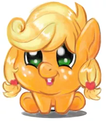 Size: 600x687 | Tagged: safe, artist:schnuffitrunks, derpibooru import, applejack, pony, baby, baby pony, filly, foal