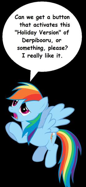 Size: 572x1237 | Tagged: christmas, comic sans, derpibooru christmas theme, meta, rainbow dash, request, safe, text