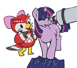 Size: 780x687 | Tagged: animal crossing, anonymous artist, celeste, crossover, derpibooru import, safe, telescope, twilight sparkle