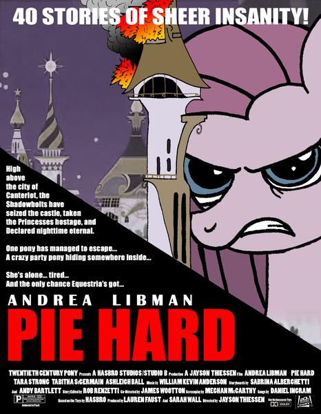 Size: 1696x2184 | Tagged: artist:midnight-cobra, derpibooru import, die hard, movie, parody, pinkamena diane pie, pinkie pie, poster, safe