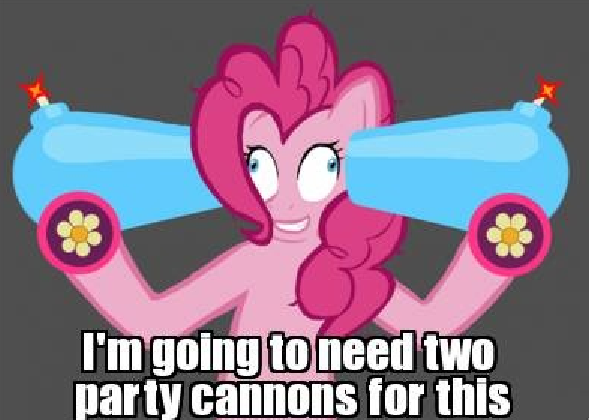 Size: 590x420 | Tagged: derpibooru import, image macro, party cannon, pinkie pie, reaction image, safe, suicide