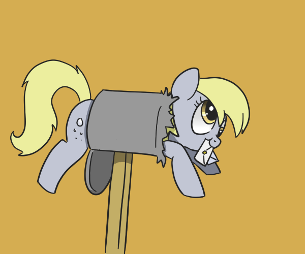 Size: 600x500 | Tagged: safe, artist:spicyhamsandwich, derpibooru import, derpy hooves, pegasus, pony, derpy inside a mailbox, female, letter, mailbox, mare