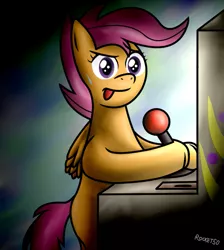 Size: 769x859 | Tagged: arcade, artist:rocket50, derpibooru import, gamer, gamerloo, safe, scootaloo, scootaloo will show us games to play, video game