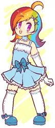 Size: 242x560 | Tagged: artist:eatdicks, clothes, derpibooru import, dress, humanized, lolita fashion, rainbow dash, rainbow dash always dresses in style, safe