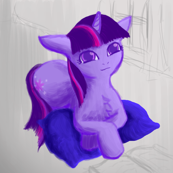 Size: 1500x1500 | Tagged: artist:captainggkitten, derpibooru import, pillow, prone, safe, solo, twilight sparkle