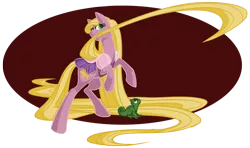 Size: 864x513 | Tagged: artist needed, crossover, derpibooru import, disney princess, impossibly long hair, impossibly long tail, long hair, long mane, long tail, pascal, ponified, rapunzel, safe, tangled (disney)