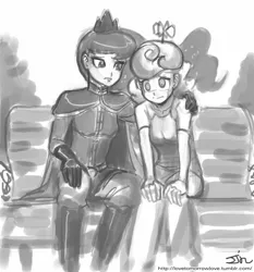 Size: 735x788 | Tagged: artist:johnjoseco, cape, clothes, derpibooru import, grayscale, hat, human, humanized, military uniform, monochrome, princess luna, propeller hat, safe, screwball, swirly eyes, uniform, warrior luna