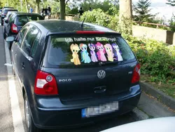 Size: 733x550 | Tagged: applejack, car, custom, derpibooru import, fluttershy, german, germany, irl, mane six, photo, pinkie pie, rainbow dash, rarity, safe, twilight sparkle, volkswagen, volkswagen polo